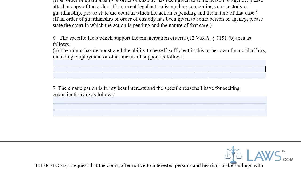 Vermont Emancipation Petition Form 125