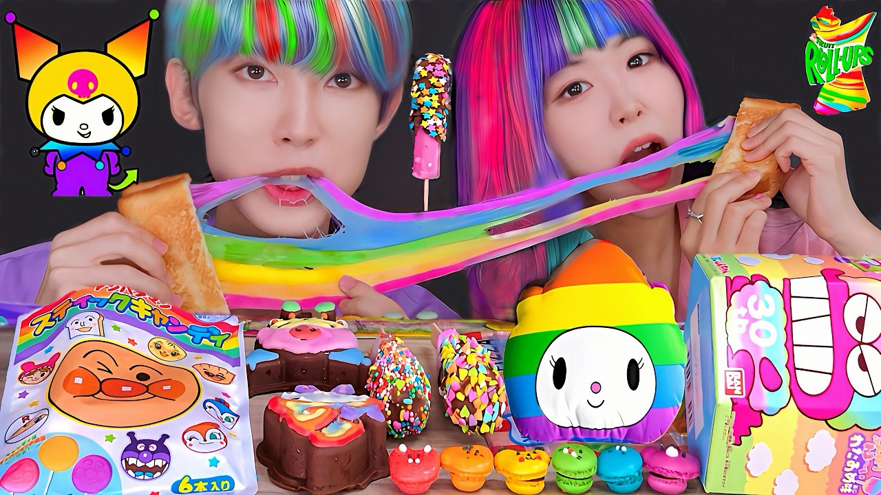 ASMR RAINBOW DESSERT 직접 만든 무지개 디저트 아이스크림 젤리 먹방 DESSERTS JELLY CANDY MUKBANG EATING SOUNDS