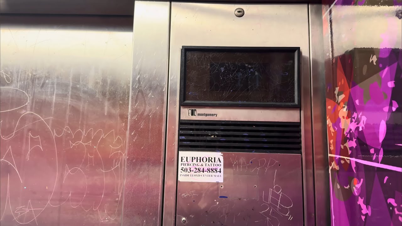 WORKING!! FINAL RIDE Montgomery Vector Hydraulic Parking Elevator at Lloyd Center Portland, OR