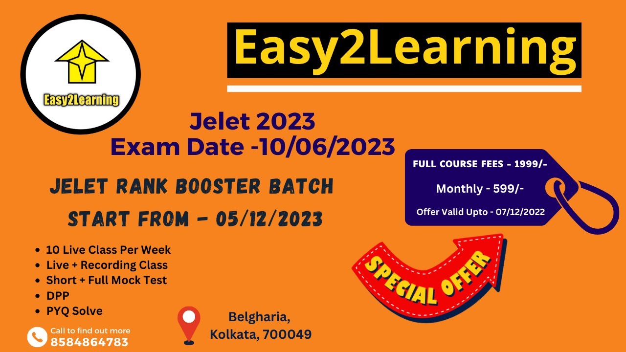 JELET 2023 RANK BOOSTER BATCH | FIRST TIME IN JELET HISTORY | FULL COURSE FEES 1999/- BY E2L