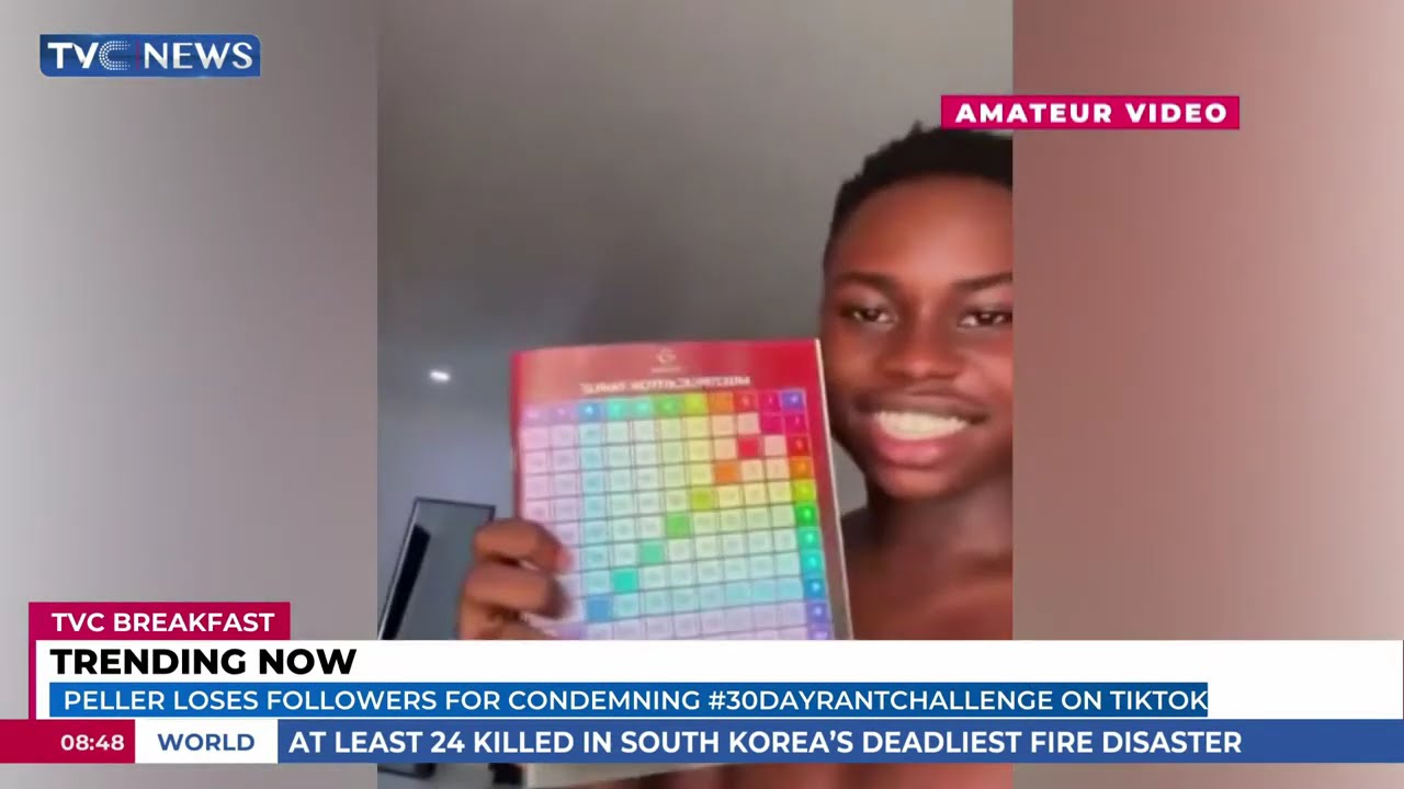 #Trending Now: Peller Loses Followers After Condemning The #30DayRantChallenge On TikTok.