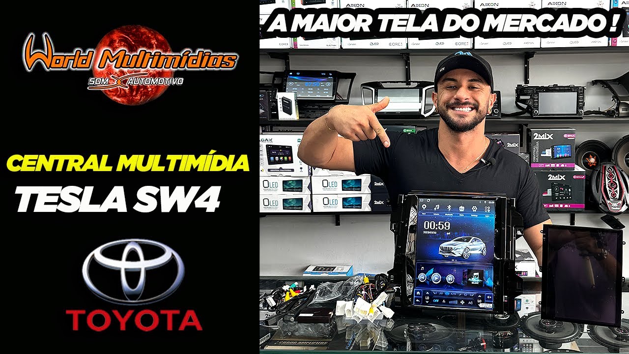 CENTRAL MULTIMÍDIA TESLA PARA TOYOTA SW4! MAIOR TELA DO MERCADO - WORLD MULTIMÍDIAS