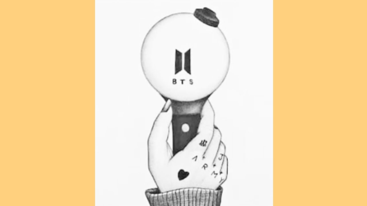 Bts bomb drawing/Bts drawing for beginners/How to draw a hand holding bts bomb light/bts drawing
