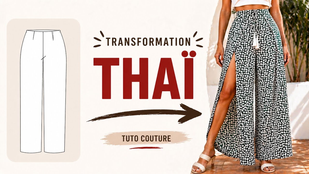 PANTALON THAÏLANDAIS-TRANSFORMER UN PATRON DE PANTALON DE BASE-TUTO COUTURE FACILE