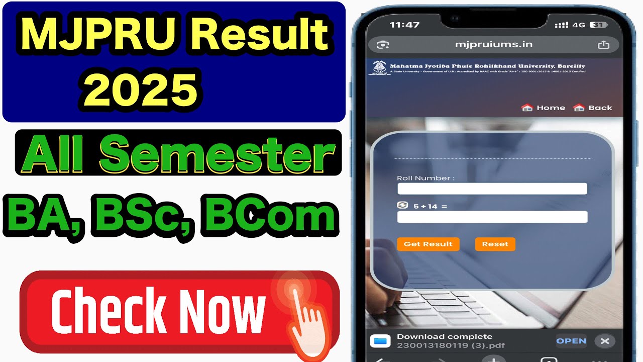 MJPRU Result 2025 ✅ BA, BSc, BCom All Semester Result @ mjpru.ac.in | Easy Checking Process