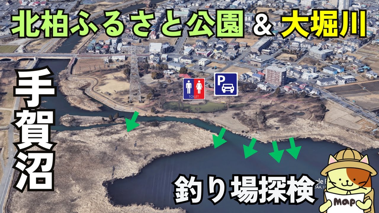 手賀沼「北柏ふるさと公園 ＆大堀川」釣り場探検｜無料駐車場・トイレ完備、鯉・フナ・バスが狙える
