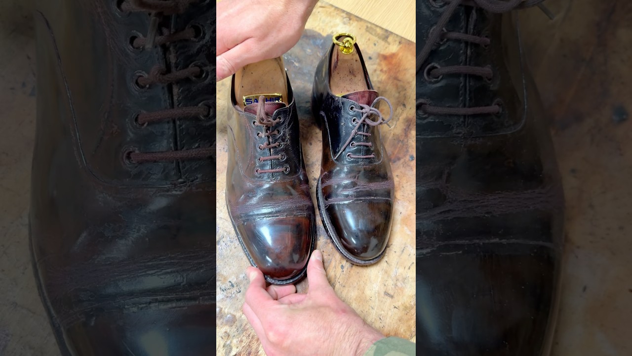 How to remove creases out of your shoes 👞 and finished with a Mirror Shine ✨ #mirrorshine