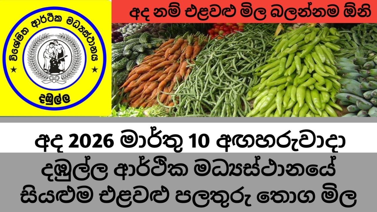 අද 2026.03.10 අඟහරුවාදා දඹුල්ලේ එළවළු පලතුරු මිල බලන්න. Srilanka market vegetables fruits price