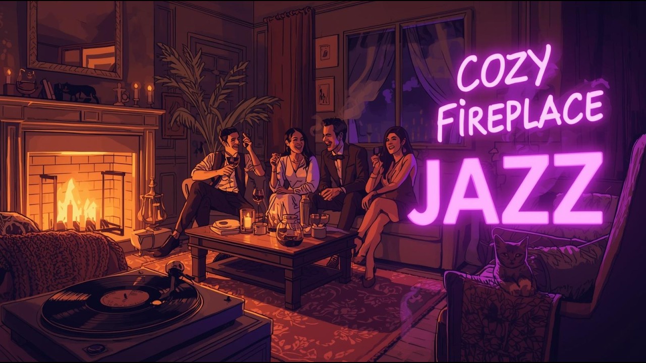 🕯️ Cozy Fireplace Vinyl Jazz – LIVE | Warm, Relaxing Night Sessions by Purple