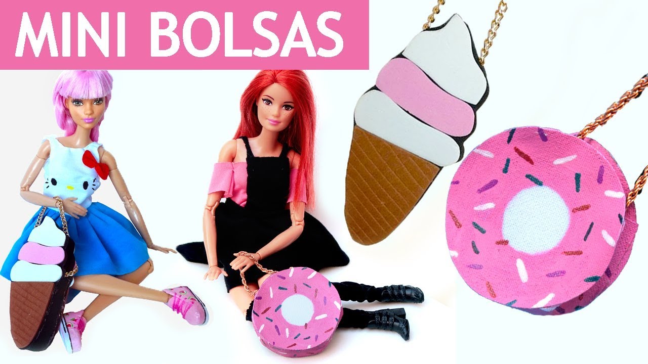 Mini Bolsa Donut e Bolsa Sorvete - Tutorial para Barbie, Monster High e Outras Bonecas