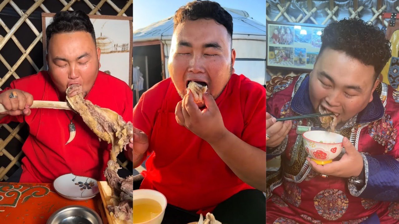 来看看蒙古人的草原美食，涮羊肉，黄膘牛排，油泼面，烤羊肉串【苏和】 #野营 #烹饪 #food#村庄