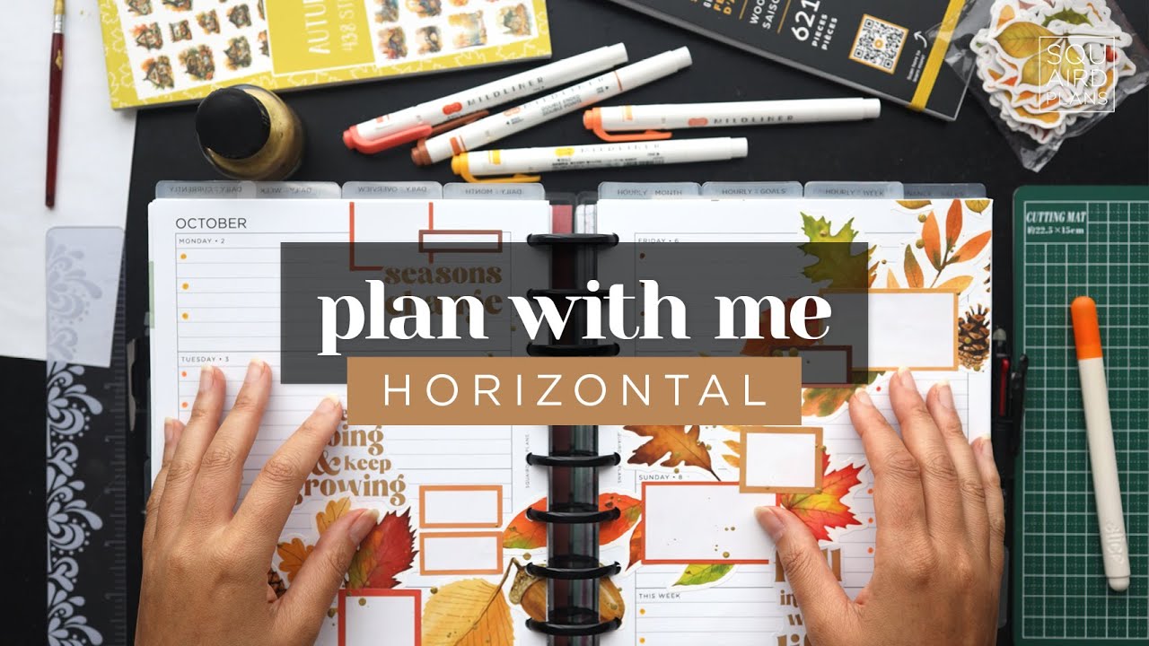 PLAN WITH ME :: DECORATING A HORIZONTAL LAYOUT IN A CLASSIC HAPPY PLANNER :: AUTUMN LEAVES