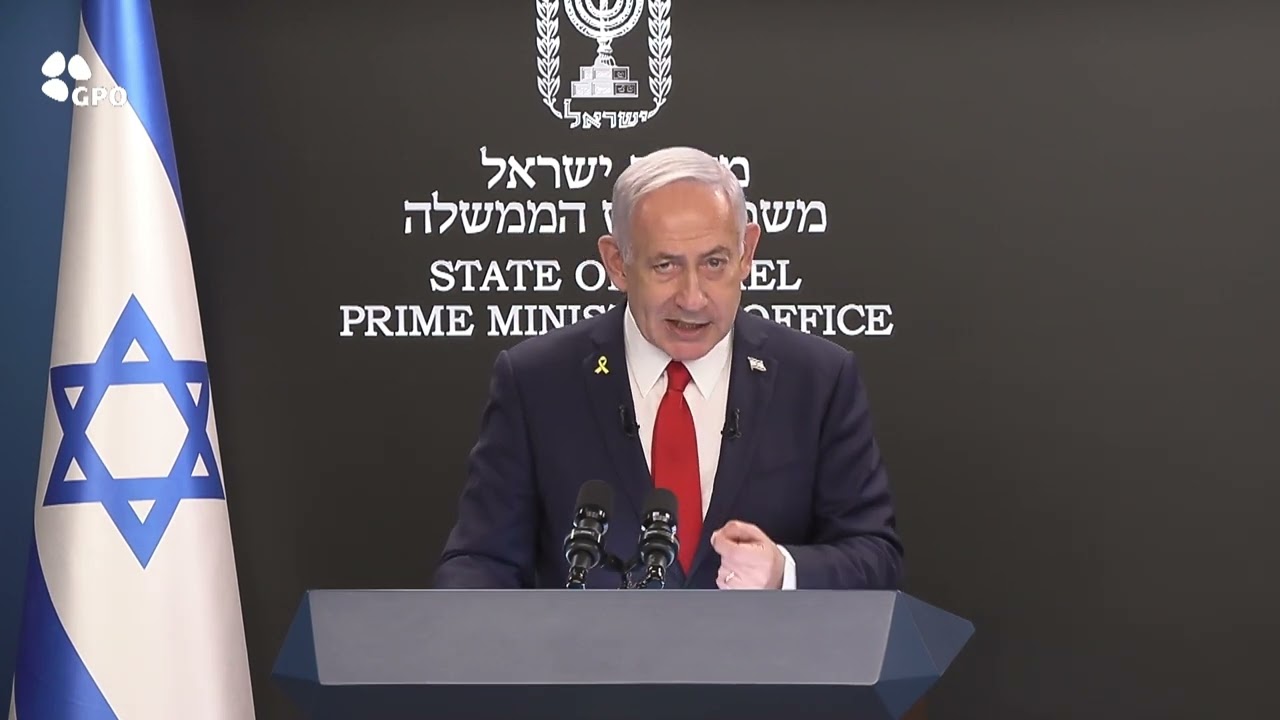 PM Netanyahu at a press conference for foreign media