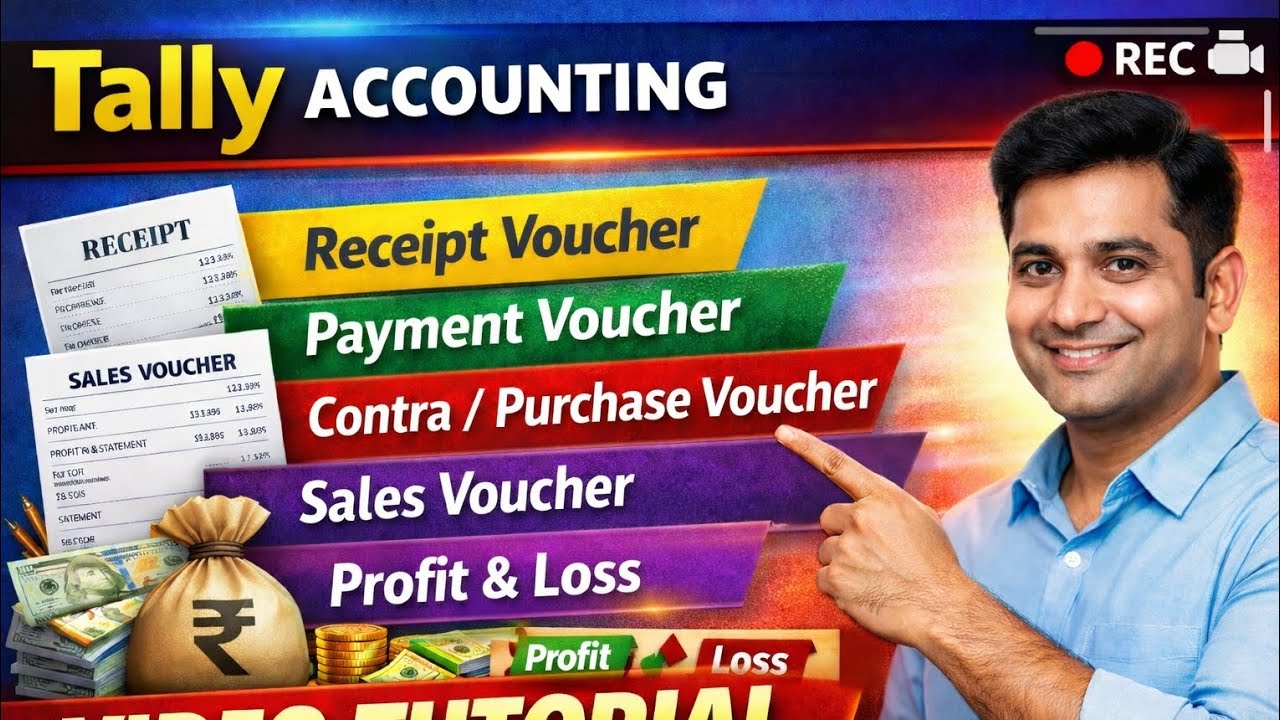 Tally Accounting Vouchers Explained | Receipt, Payment, Contra, Purchase, Sales Profit & Loss Part 1
