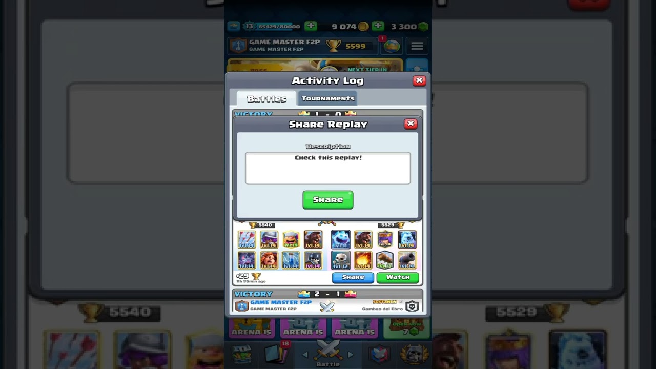 How to share replay in Clash Royale