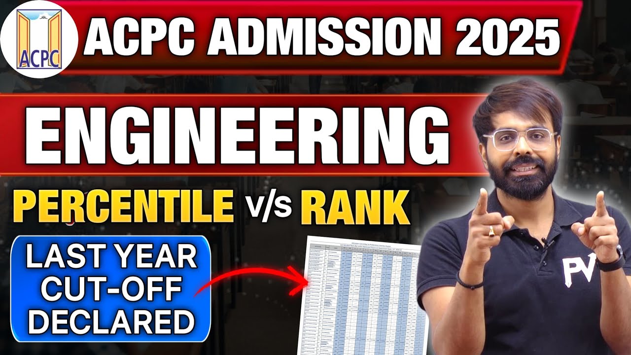 BE/BTECH ENGINEERING ADMISSION 2025 | LAST YEAR PR Vs RANK ANALYSIS | ACPC
