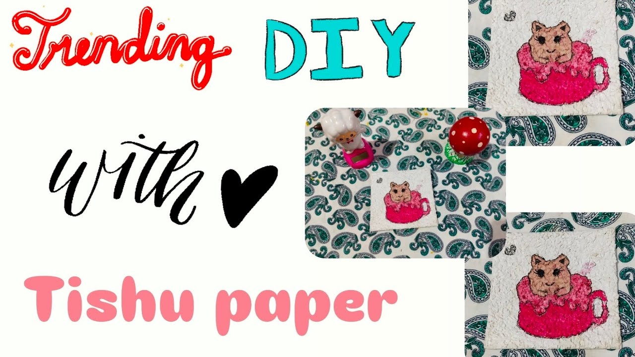 DIY Texture Art || How To Make Tissue Paper Texture Art || Cat Texture Art 