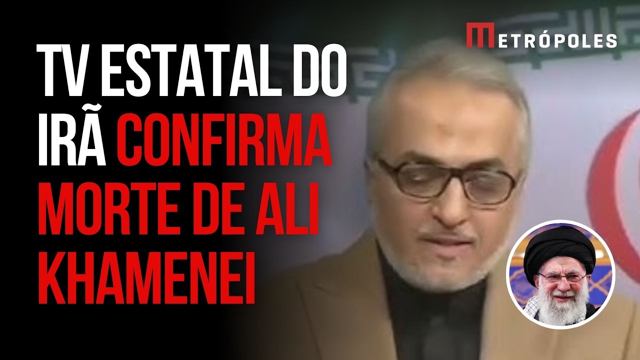 Veja momento em que a tv estatal do Irã confirma a morte de Ali Khamenei