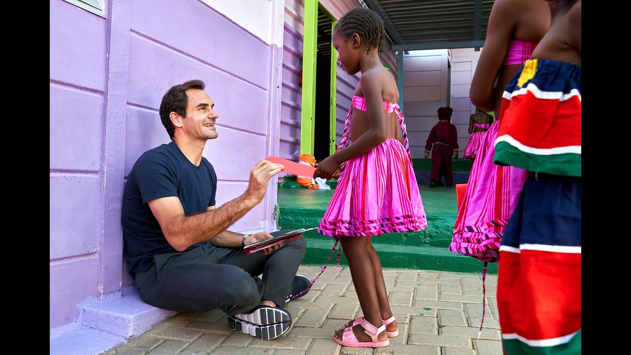Roger Federer visits the programme of the Foundation in Namibia