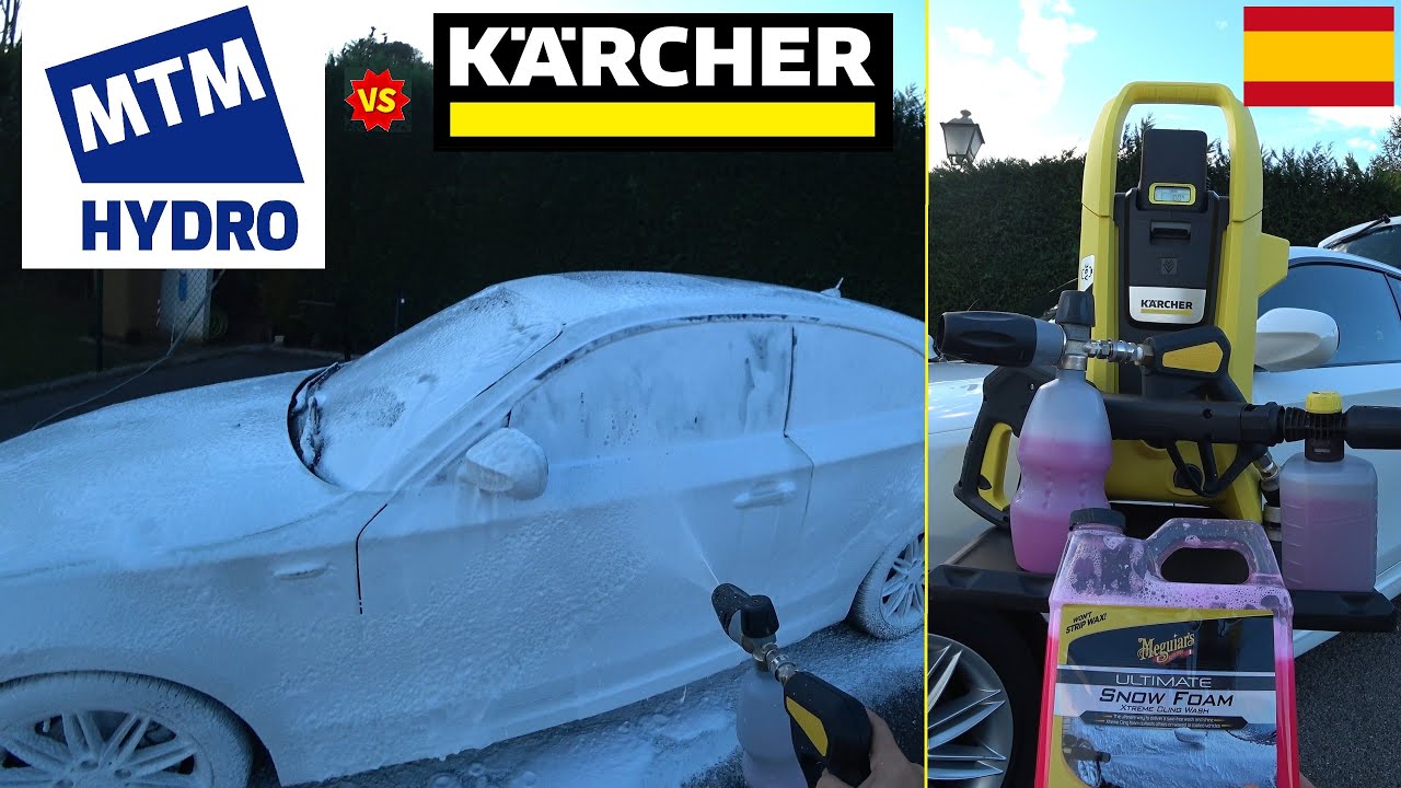 Comparativa 🔫 Cañón de espuma KARCHER Original vs MTM PF22 Profesional 🔋 Hidrolimpiadora K2 BATTERY