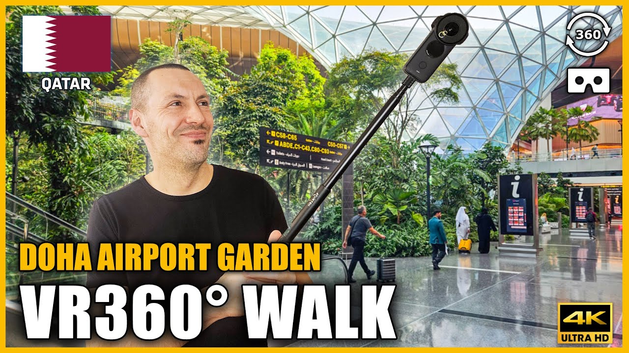 VR360° WALK | Spacer po tropikalnym ogrodzie na lotnisku Hamad Airport w Doha! | Katar 🇶🇦