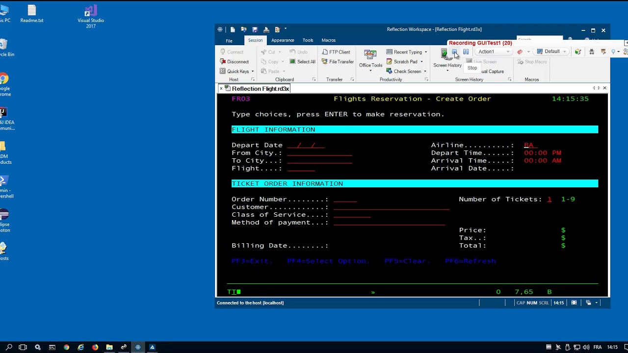 Automation Script on Terminal Emulator with Micro Focus UFT