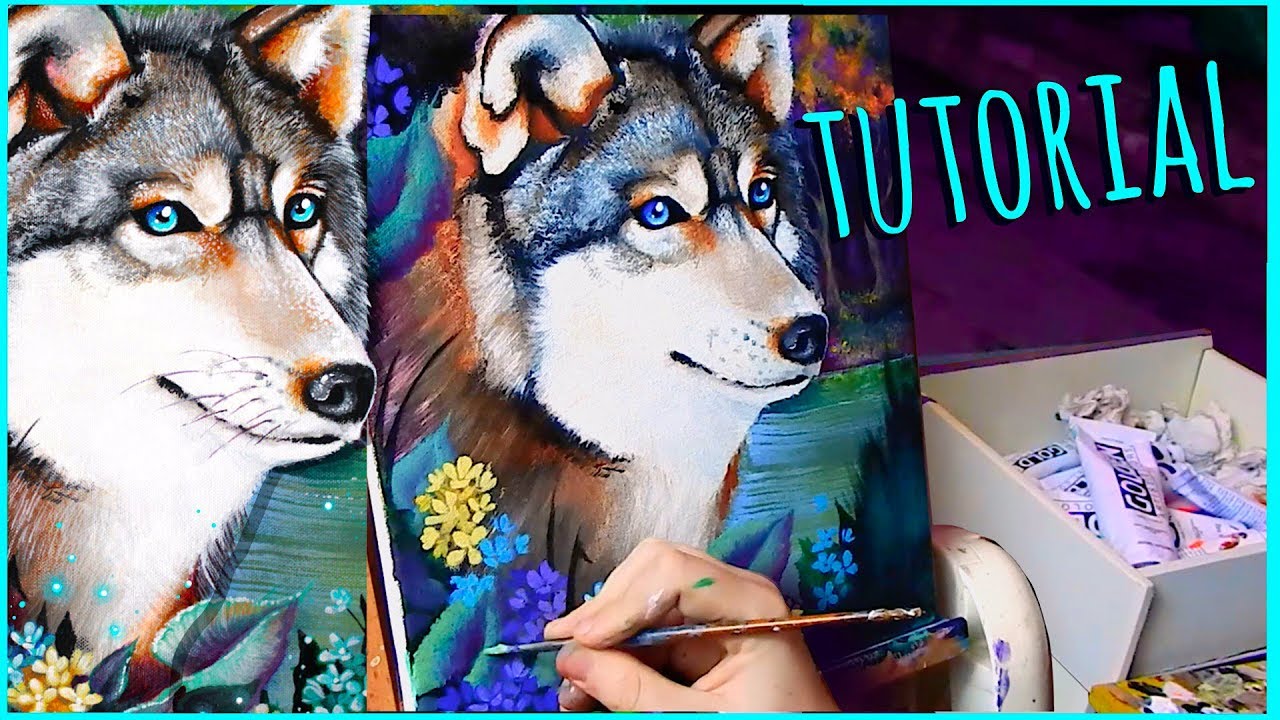 How to Paint a Wolf in Acrylics 💜 Fantasy Painting Tutorial and Process