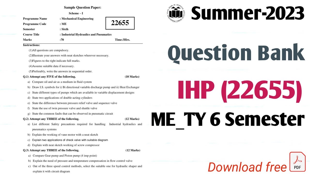 22655 (IHP) IMP Questions | model Question paper | ME_TY 6 Semester MSBTE Exam Question paper 2023