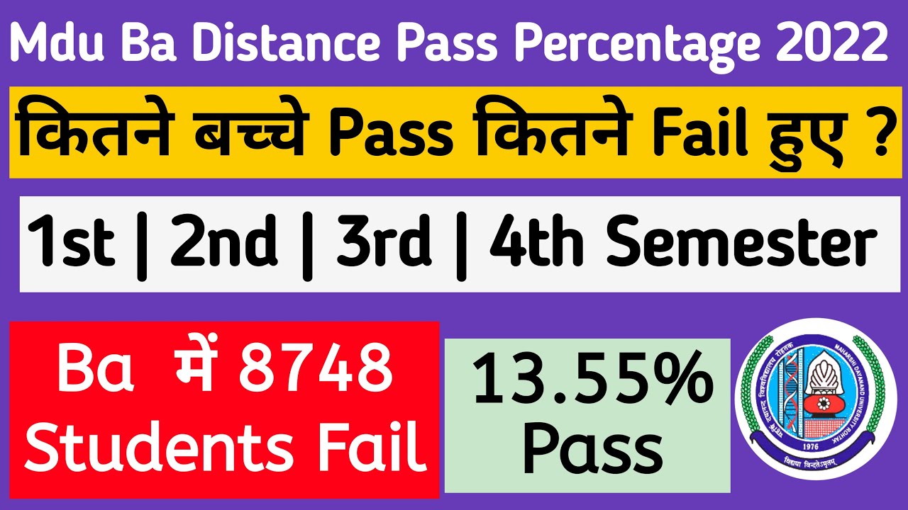 Mdu Ba Distance Result में कितने बच्चे पास कितने फेल ? | Mdu Distance Result Pass Percentage 2022