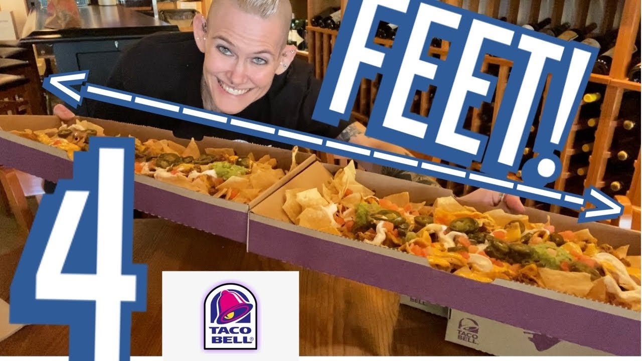 TACO BELL - 4 FOOT - NACHOS PARTY PACK CHALLENGE | WOMAN VS FOOD