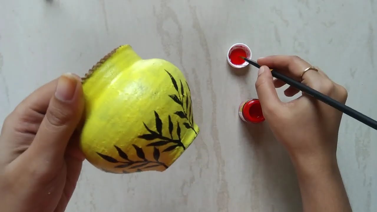 Pot Painting |Pot Painting Ideas|DIY Pot Painting using Acrylics|Step by Step Painting Tutorial