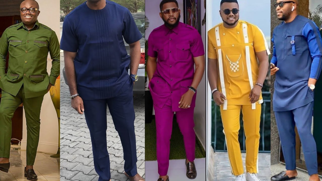 POV : Jolie Photos Model africain ensemble pantalon chemise |blouse senators pour homme 