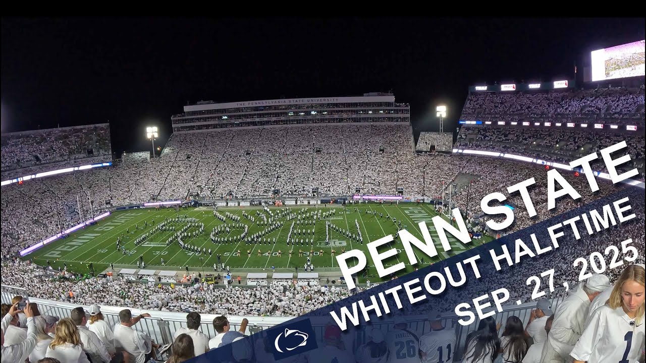The Penn State Blue Band Whiteout Halftime show.  September 27, 2025.