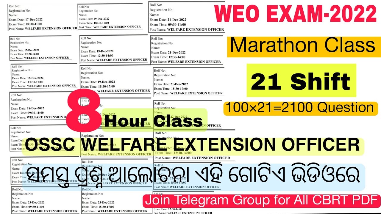 WEO All Shift CBRT General Awareness Discussion|OSSC Welfare Extension officer Exam|2100 GA Question
