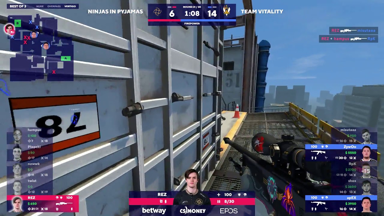 REZ 1v4 vertigo ace clutch vs TEAM VITALITY