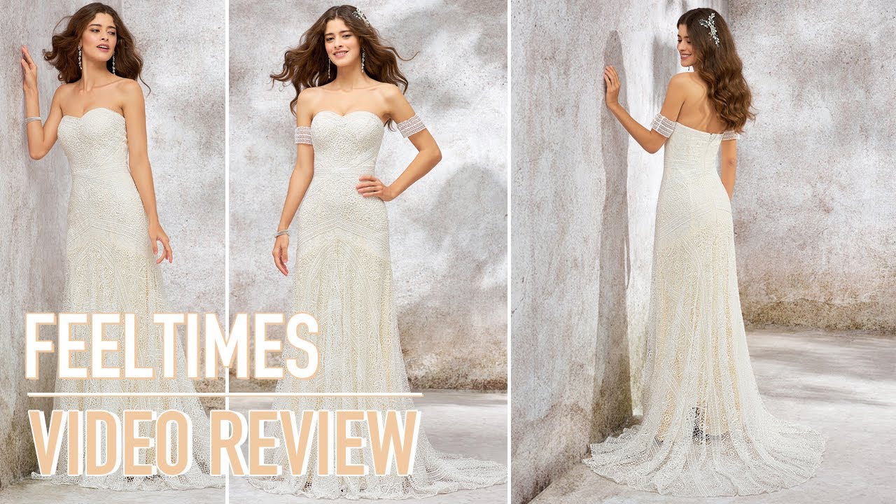 Wedding Dress M19137W丨A-line/Princess Sleeveless Sweep Train Lace/Jersey Wedding Dress - FeelTimes