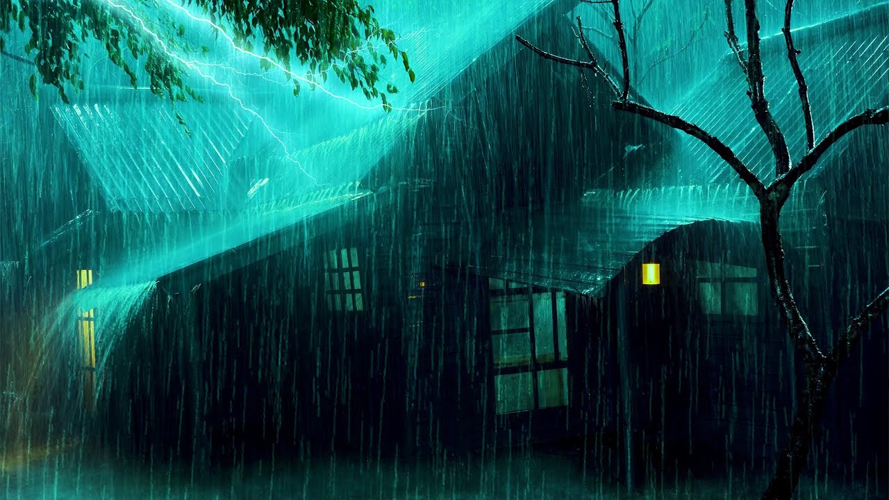 Quickly Fell Asleep in 3 Minutes with Heavy Rain & Thunder Roaring on the Fragile Tin Roof at Night