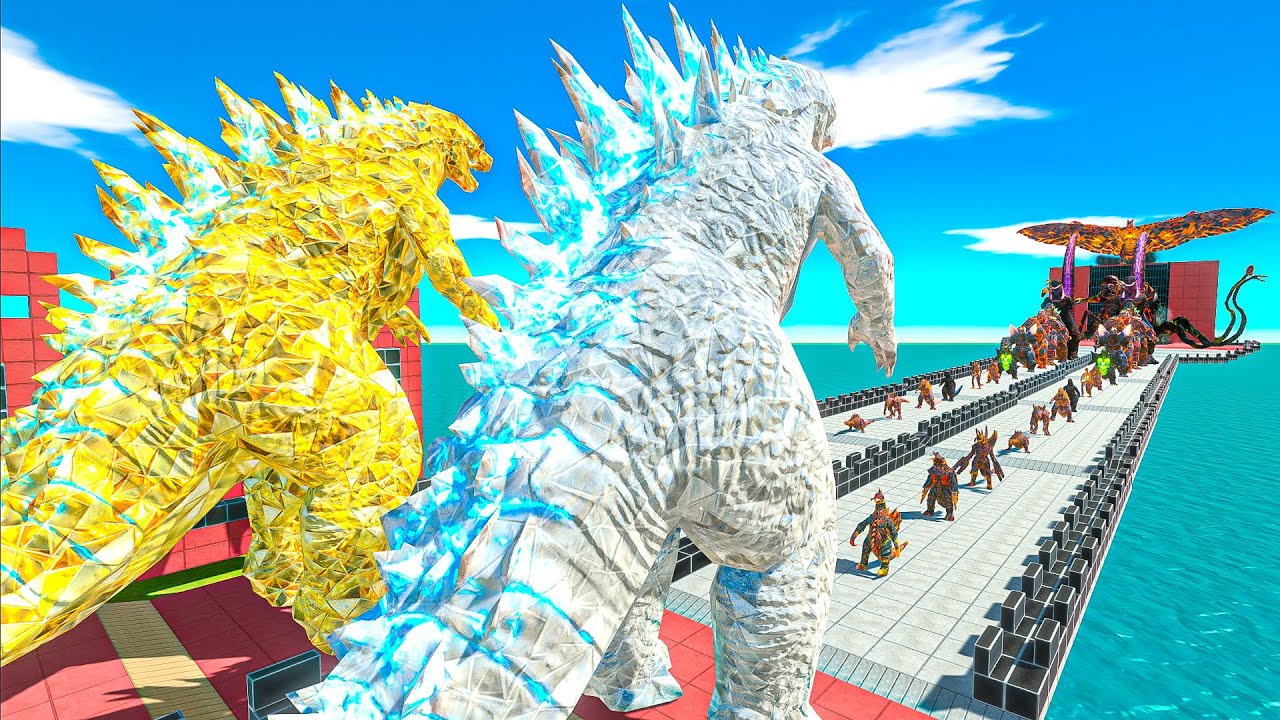 EVOLVED Gold Godzilla Or Silver Godzilla 10 Sizes Challenge vs Team LAVA Biollante + Rodan - ARBS