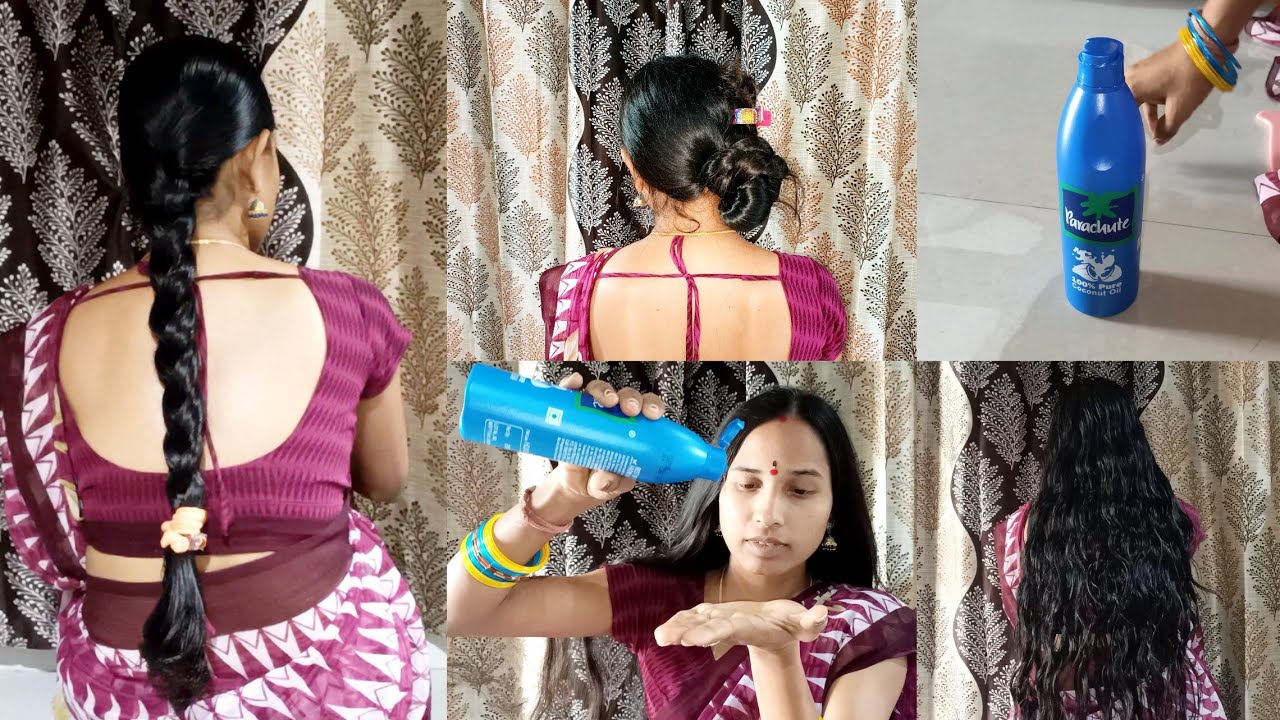 South Indian Long Hair Traditional Women's Routine Hair Oiling Care With Real Sounds