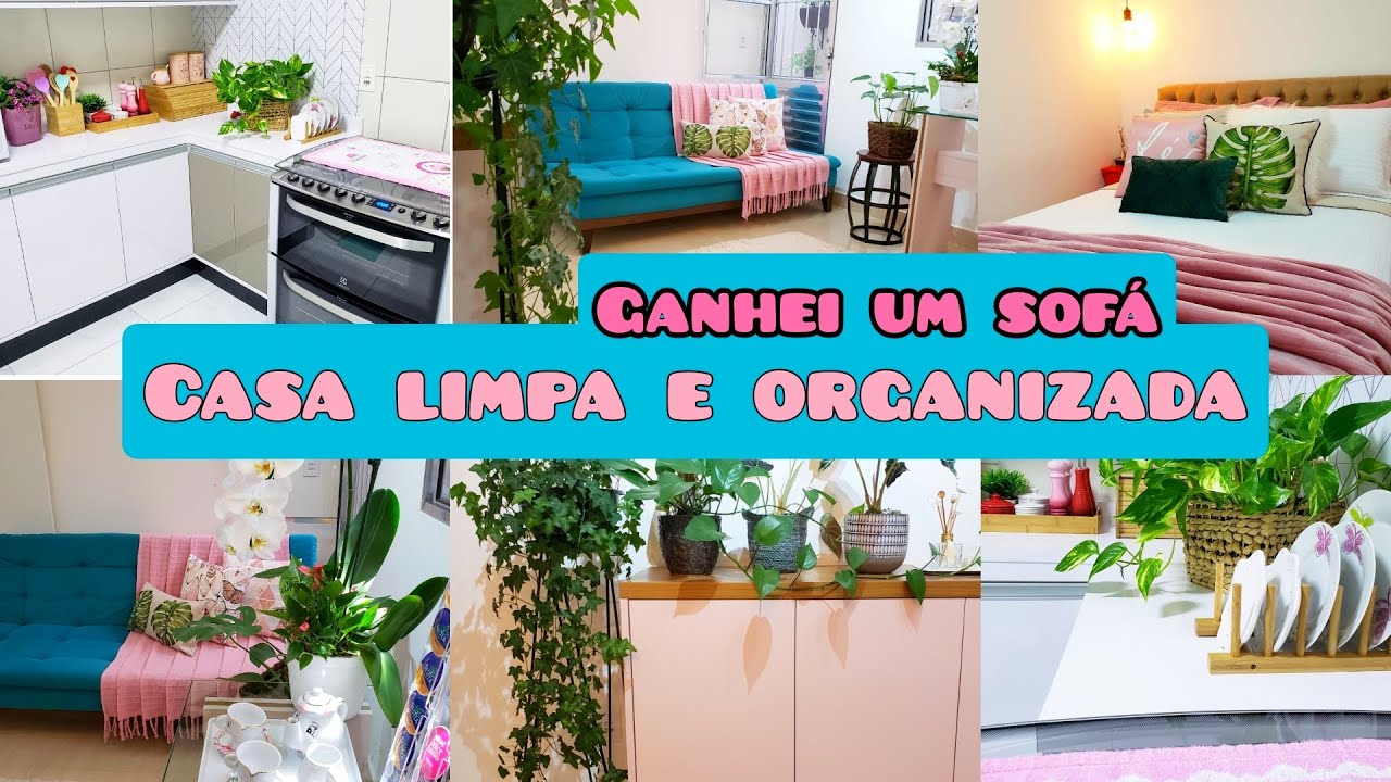 Casa limpa e cheirosa - Ganhei um Sofá - Decorando a casa, coloquei mantas e tapetes - Fer Diniz