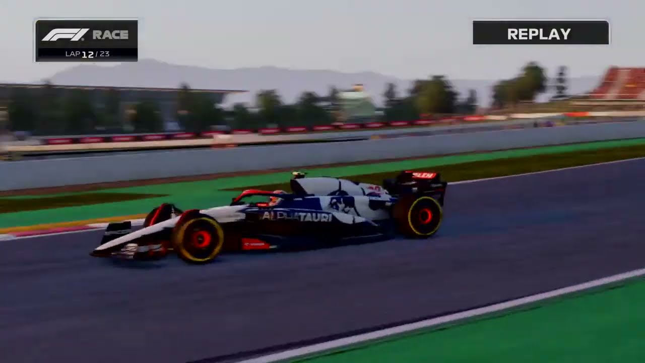F1 23 Ps4 Gameplay race replay highlights Spanish Grand Prix Alpha Tauri