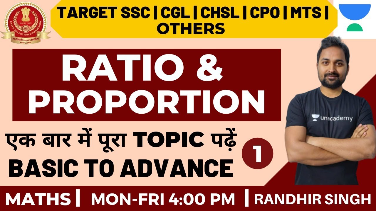 Complete Ratio & Proportion Basic To Advance (Part-1) | Maths | Target SSC Exams | Randhir Singh