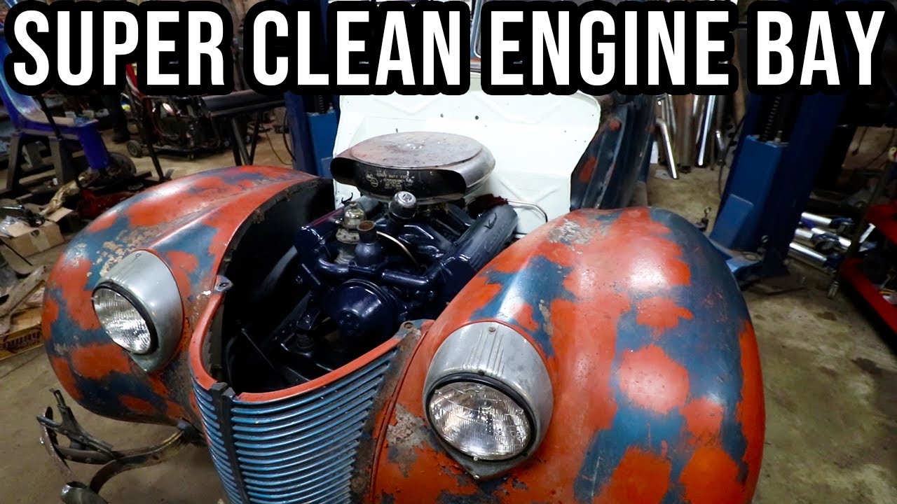 1938 Ford Convertible Engine Bay And Cadillac Get A Fresh Paint Job