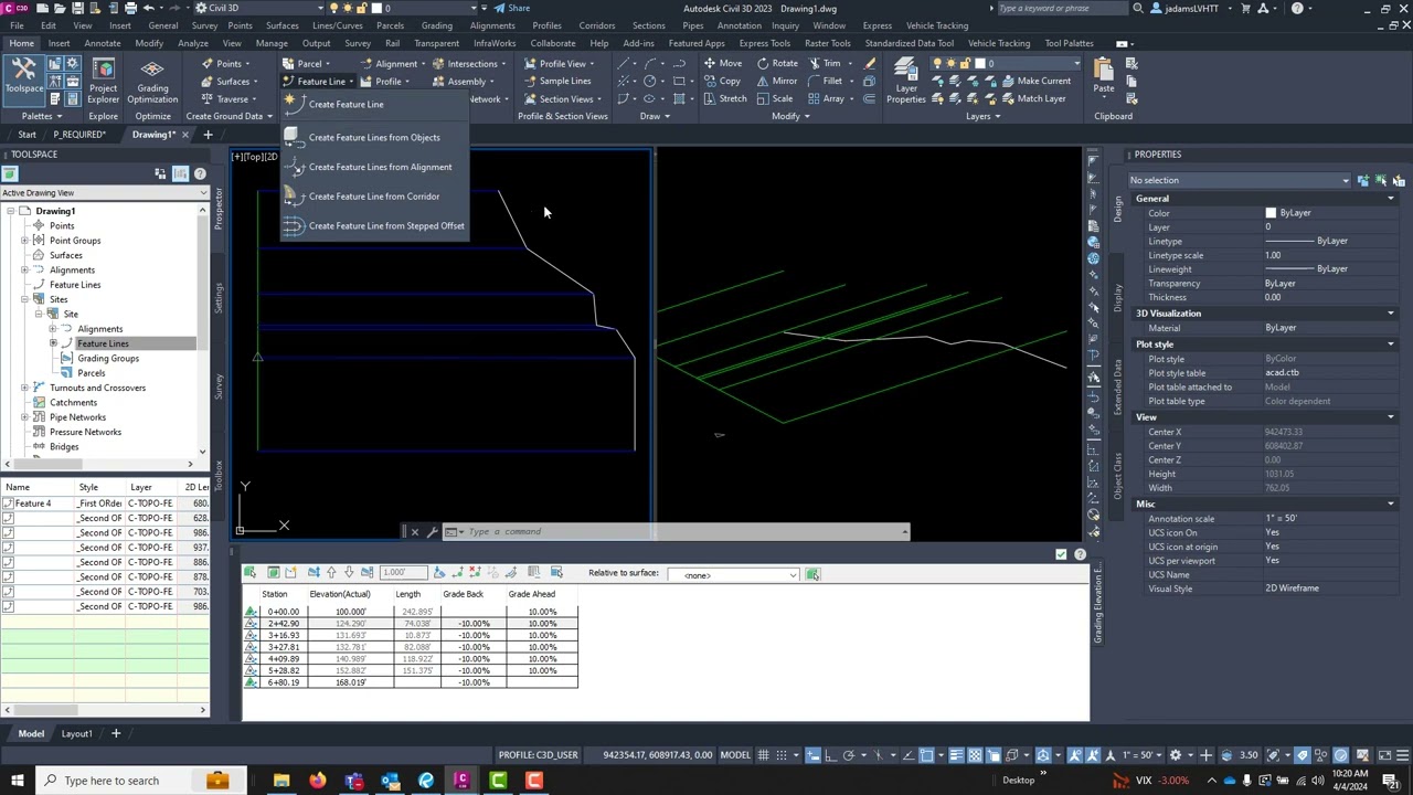 Civil 3D - Grading Irregular Shape with Feature Lines and Feature Line Priority