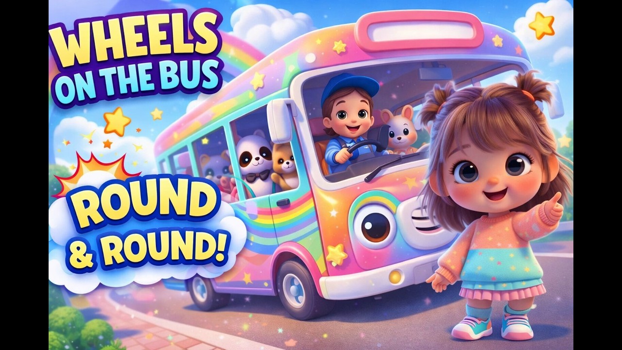 Wheels on the Bus Go Round and Round 🚌  3D Cartoon Animation  Kids Songs & Nursery Rhymes