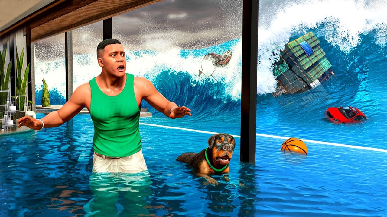 MỘT TRẬN SÓNG THẦN KHỔNG LỒ PHÁ HỦY NGÔI NHÀ CỦA FRANKLIN TRONG GTA 5! 🌊🏡 (Mod)