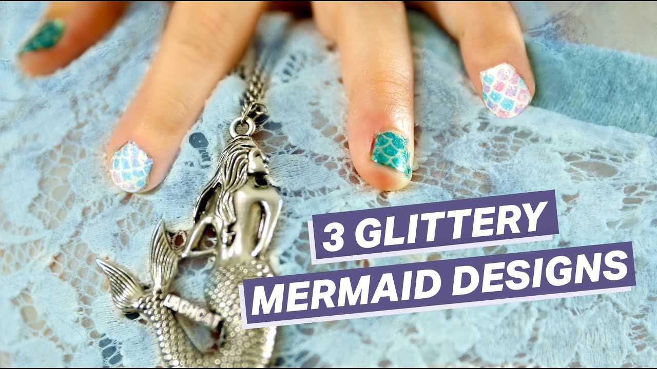 How To Do Glittery Mermaid Nail Art (Fish Scale Stencils)