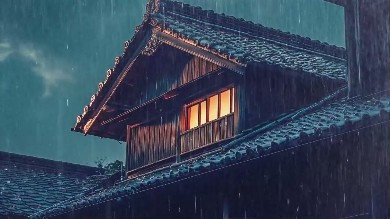 Heal Your Mind with Loud Rain and Thunder Roaring on a Roof in the Dark Forest