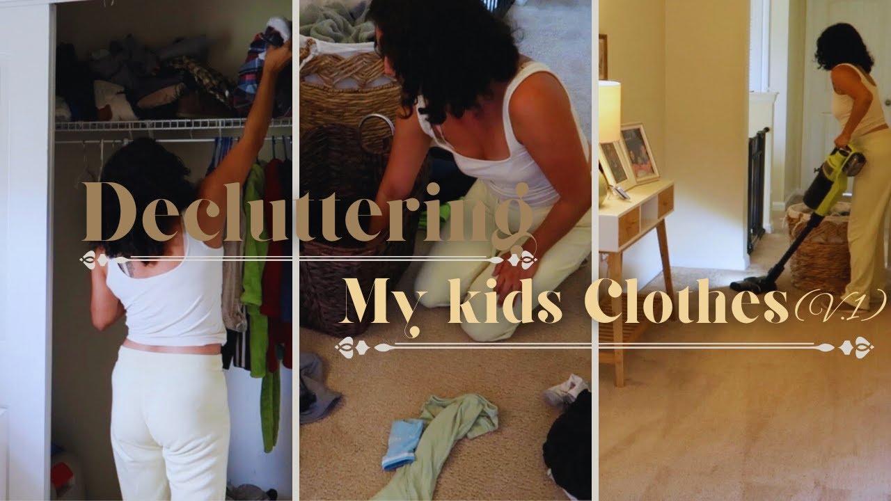 Decluttering My Kids Clothes♡|SAHM|Clean With Me|2025