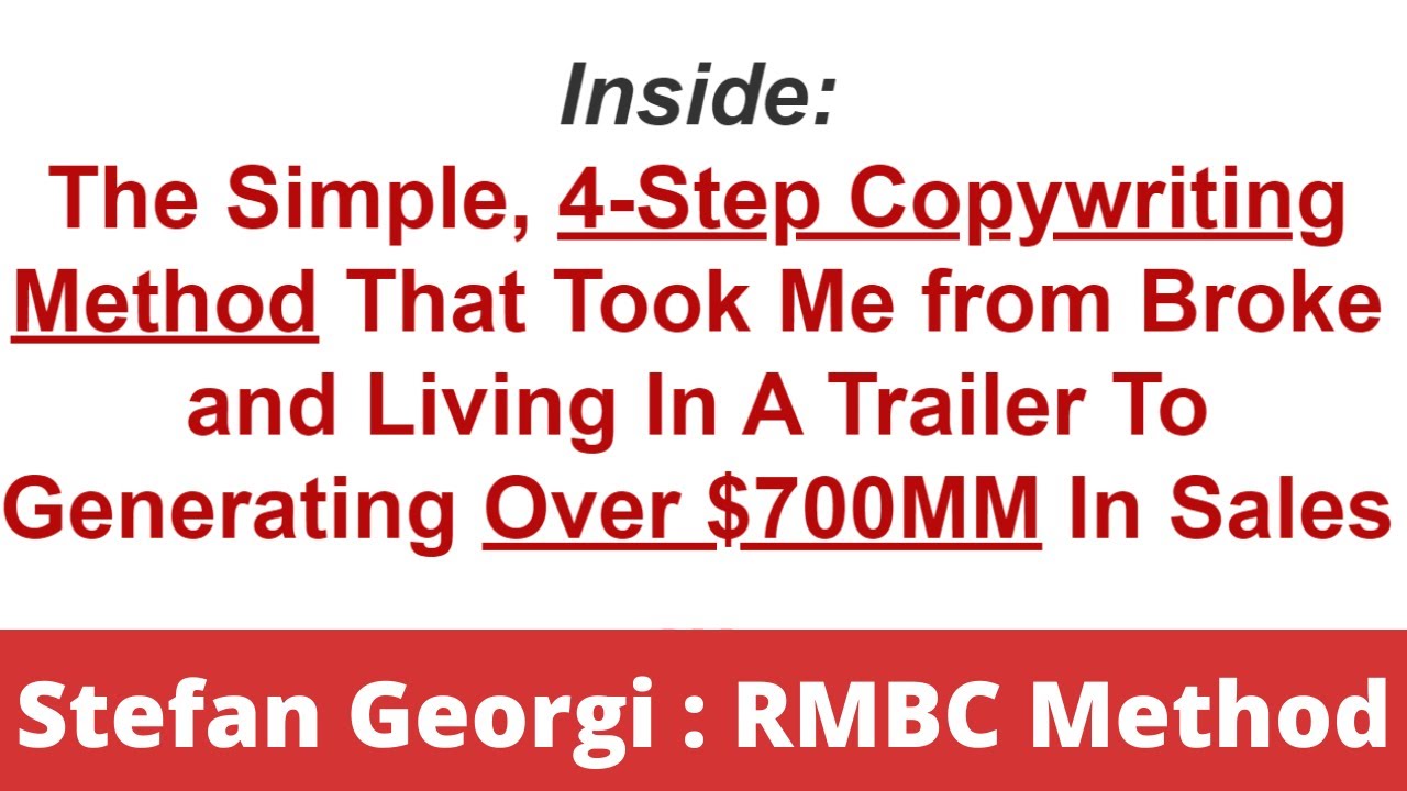 Best Copywriting course 2021 : Stefan Georgi - RMBC Method. Examples Course on copywriting online